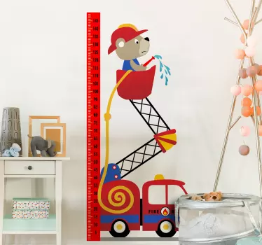 Vinilo para niños de medidor de coche de bomberos - TenVinilo