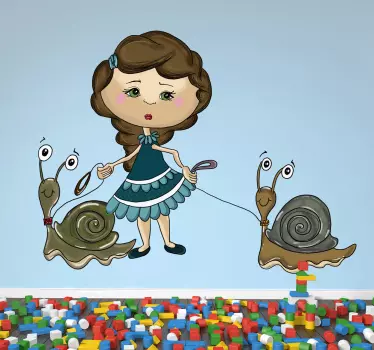 Vinilo infantil niña dos caracoles - TenVinilo