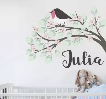 Vinilo infantil pajarito personalizable - TenVinilo