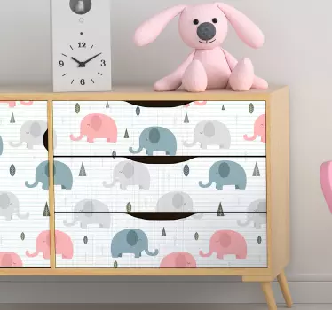 Vinilo decorativo para muebles elefantes nórdico - TenVinilo