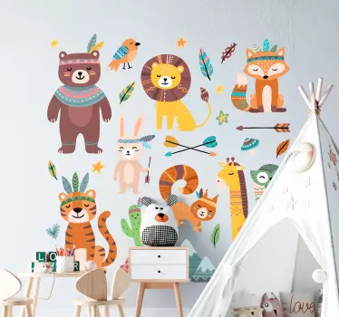 Vinilo infantil para pared animales de ensueño - TenVinilo