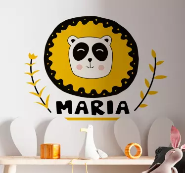 Vinilo infantil para pared arte de panda personalizable - TenVinilo