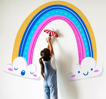 Vinilo infantil para pared cielos arcoíris vibrantes - TenVinilo