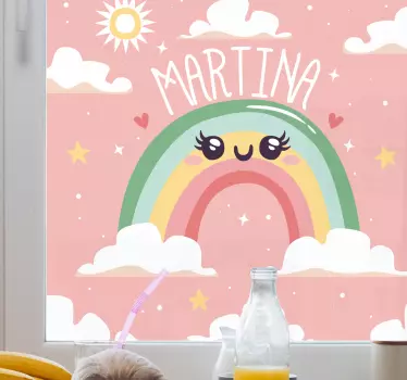 Vinilo infantil para pared diseño arcoíris feliz - TenVinilo