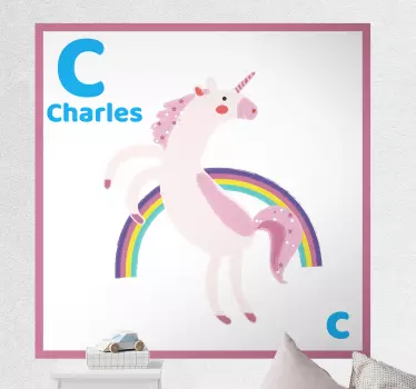 Vinilo infantil para pared fantasía de unicornio - TenVinilo