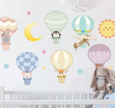 Vinilo infantil para pared globos de aire coloridos - TenVinilo