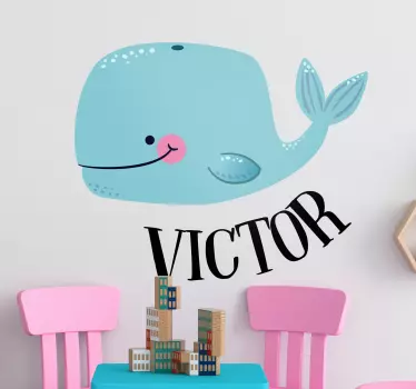 Vinilo infantil para pared linda ballena caprichosa - TenVinilo
