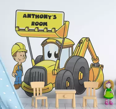 Vinilo infantil para pared motivo vehículos de construcción - TenVinilo