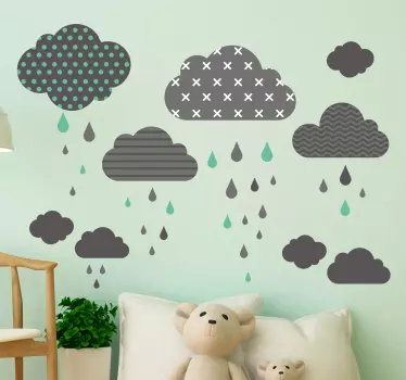 Vinilo infantil para pared nubes juguetonas - TenVinilo