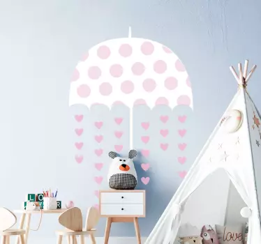 Vinilo infantil para pared paraguas de lunares - TenVinilo