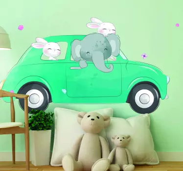 Vinilo infantil para pared paseo de animales alegres - TenVinilo
