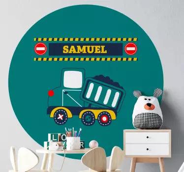 Vinilo infantil para pared personalización de camiones - TenVinilo