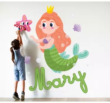 Vinilo infantil para pared personalización de sirenas - TenVinilo