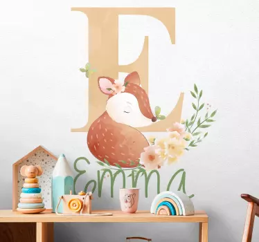 Vinilo infantil para pared zorro lindo en guardería - TenVinilo