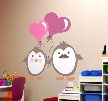 Vinilo infantil pingüinos amor - TenVinilo