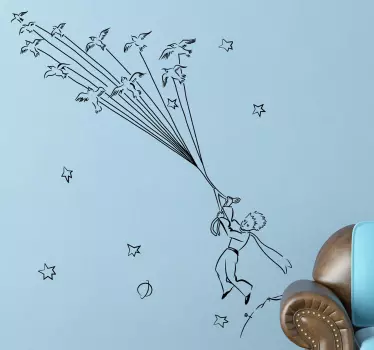 Vinilo infantil Principito con globos - TenVinilo