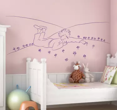 Vinilo infantil Principito tumbado hierba - TenVinilo
