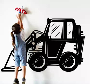 Vinilo juguete Máquina excavadora bulldozer simple para niños - TenVinilo