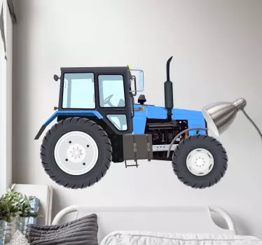 Vinilo juguete Tractor moderno azul - TenVinilo
