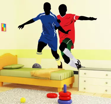 Vinilo juvenil pugna jugadores fútbol - TenVinilo