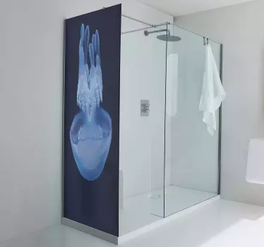 Vinilo mampara baño arte acuático de medusas - TenVinilo