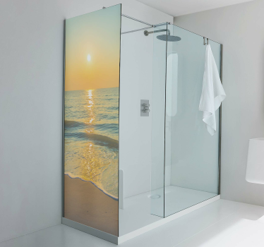 Vinilo mampara baño atardecer sereno en el océano - TenVinilo