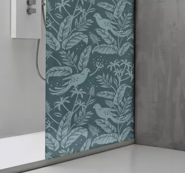 Vinilo mampara baño aves entre la vegetación - TenVinilo