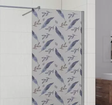 Vinilo mampara baño composición hoja elegante - TenVinilo