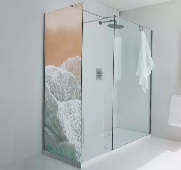 Vinilo mampara baño concepto olas del océano - TenVinilo