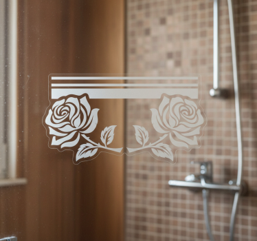 Vinilo mampara baño decoración de rosas simétricas - TenVinilo