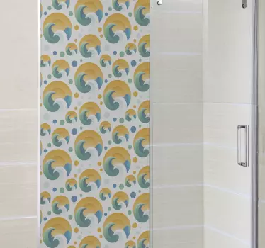Vinilo mampara baño diseño de ondas - TenVinilo