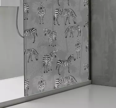 Vinilo mampara baño diseño de rayas cebra - TenVinilo