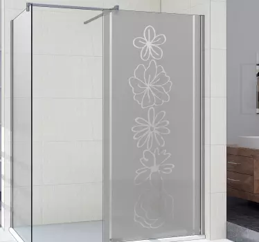 Vinilo mampara baño diseño floral ducha - TenVinilo