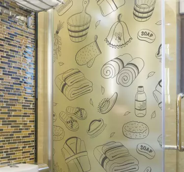 Vinilo mampara baño elementos de spa relajante - TenVinilo