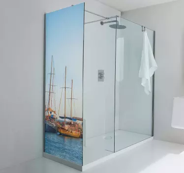Vinilo mampara baño escena de veleros - TenVinilo