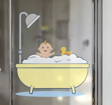 Vinilo mampara baño hora de baño del bebé - TenVinilo