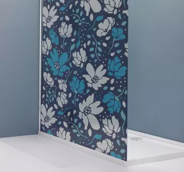 Vinilo mampara baño ilustración floral - TenVinilo