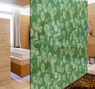 Vinilo mampara baño motivo de hojas verdes - TenVinilo