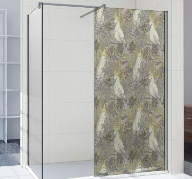 Vinilo mampara baño motivos aves elegantes - TenVinilo