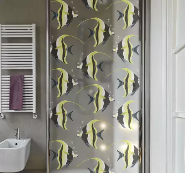 Vinilo mampara baño motivos de peces vibrantes - TenVinilo