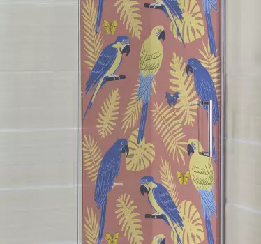 Vinilo mampara baño patrón de loros coloridos - TenVinilo