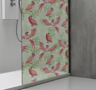 Vinilo mampara baño patrón de pájaros coloridos - TenVinilo