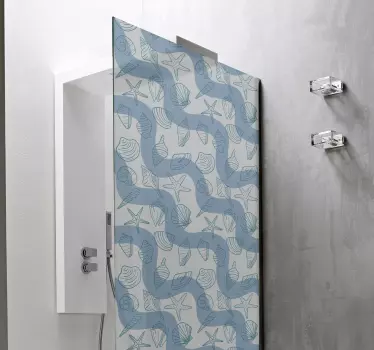 Vinilo mampara baño patrones de conchas - TenVinilo
