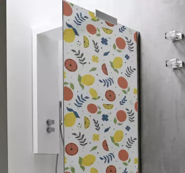 Vinilo mampara baño patrones de frutas de colores - TenVinilo