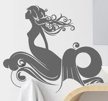 Vinilo mampara baño silueta de sirena elegante - TenVinilo