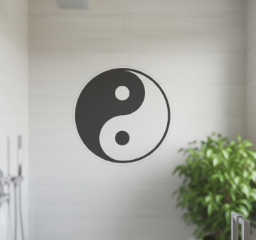 Vinilo mampara baño yin yang minimalista - TenVinilo