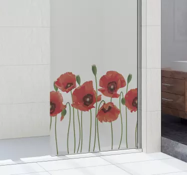 Vinilo mampara de bañode amapolas - TenVinilo