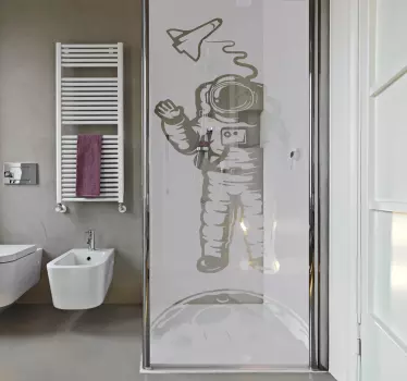 Vinilo mampara ducha astronauta - TenVinilo