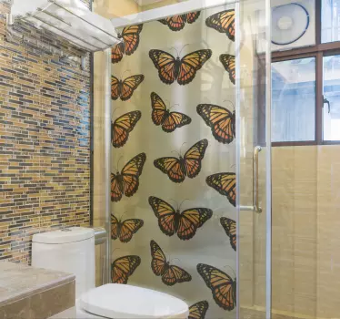 Vinilo mampara baño patrón mariposas vívidas - TenVinilo