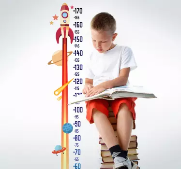 Vinilo infantil medidor pared cohete - TenVinilo